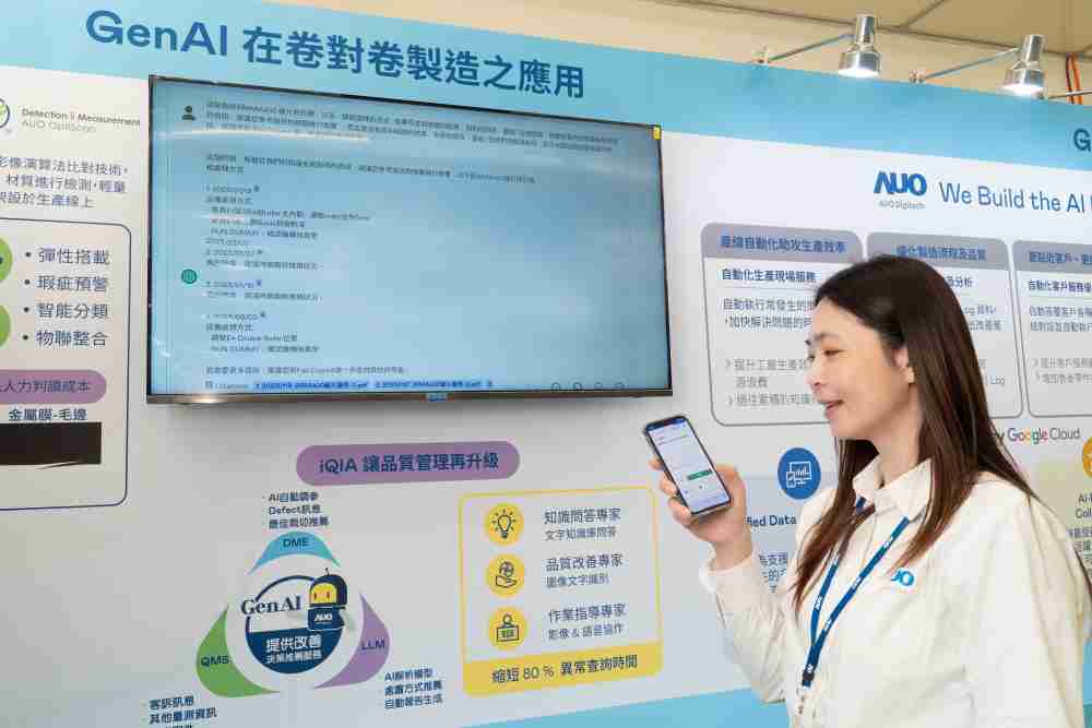 传奇国际数位积极发展数智化转型，，透过AI落地应用优化制造流程，，，革新人力、、生产效率与设备维护效益，，，图为〝智能质量推升助手-iQIA〞（Intelligent quality improve assistant）应用情境，，，，协助质量管理再升级。。。。